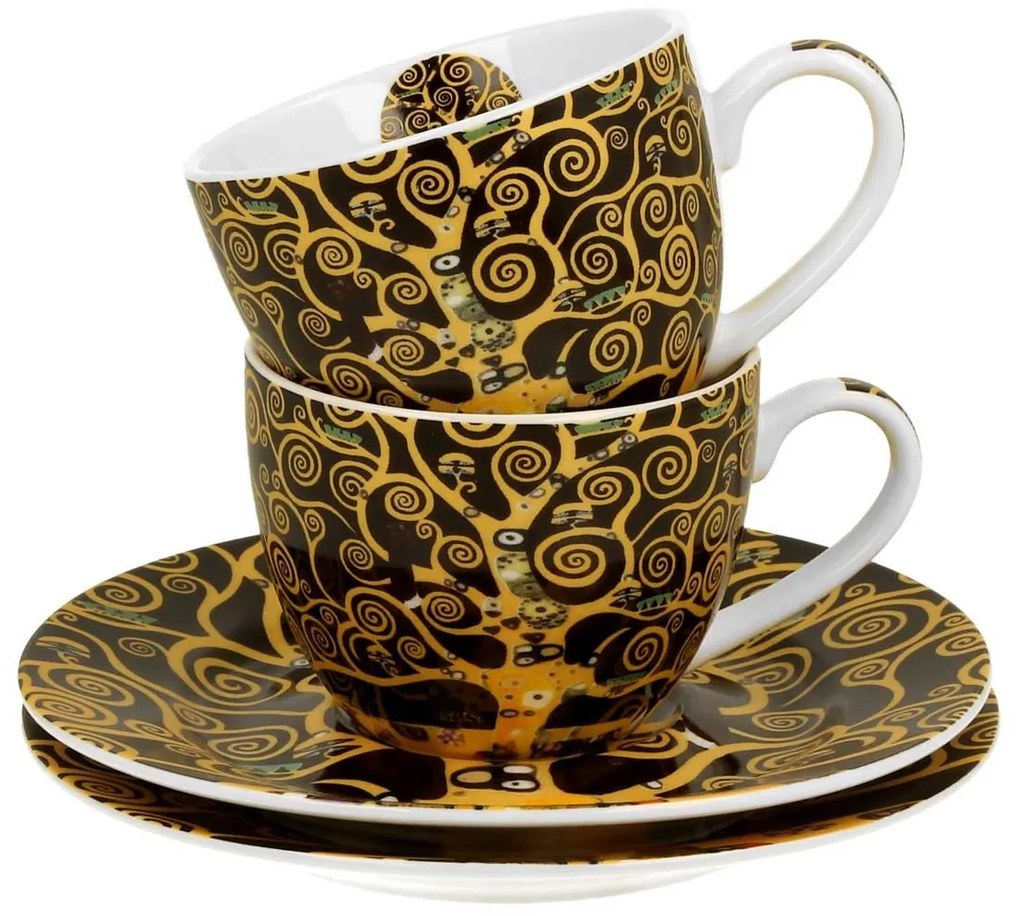 Porcelánová šálka s podšálkou Klimt Tree Of Life 90 ml sada 2ks