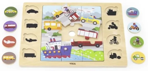 Viga Drevené puzzle doprava 9 dielov
