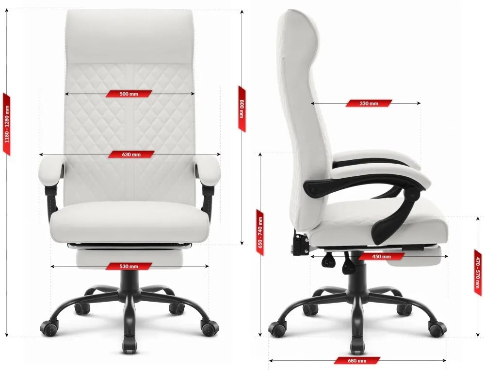 Luxusné kancelárske kreslo HC-1030 biele z ekokože