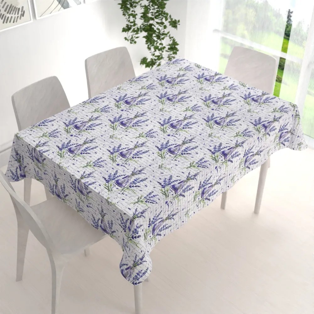 Biante Dekoračný obdĺžnikový obrus PML-082 Vetvičky levandúľ s vázičkami 120x200 cm