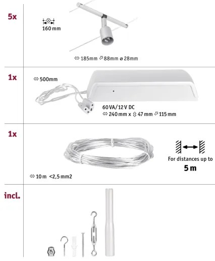 Paulmann 94442 - SADA 5xGU5,3/10W Bodové svietidlo SALT 230V matný chróm