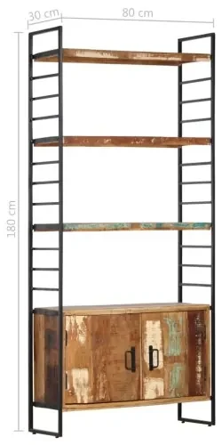 vidaXL 4-poschodová knižnica 80x30x180 cm recyklovaný masív-