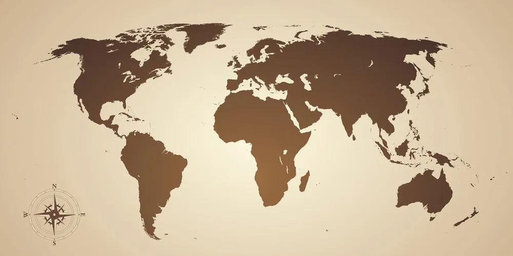 Obraz na korku moderná mapa sveta v sépiovom prevedení