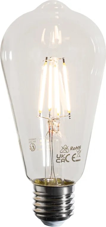 Sada 5 LED žiaroviek E27 Filament ST64 číra 4W 470 lm 2700K
