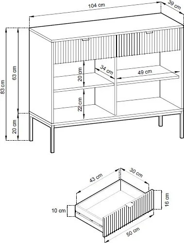 Komoda so zásuvkami Nova, biela