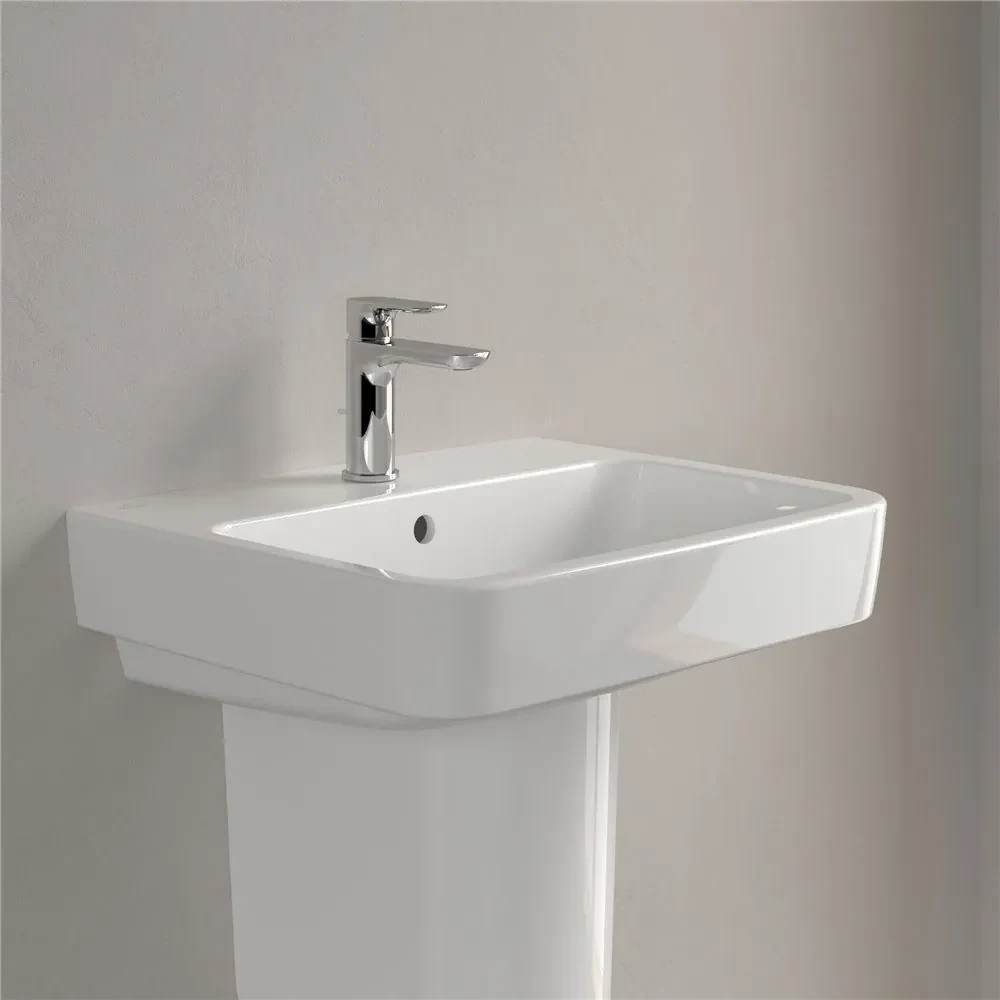 VILLEROY & BOCH O.novo závesné umývadlo s otvorom, s prepadom, 550 x 460 mm, biela alpská, s povrchom CeramicPlus, 4A4155R1