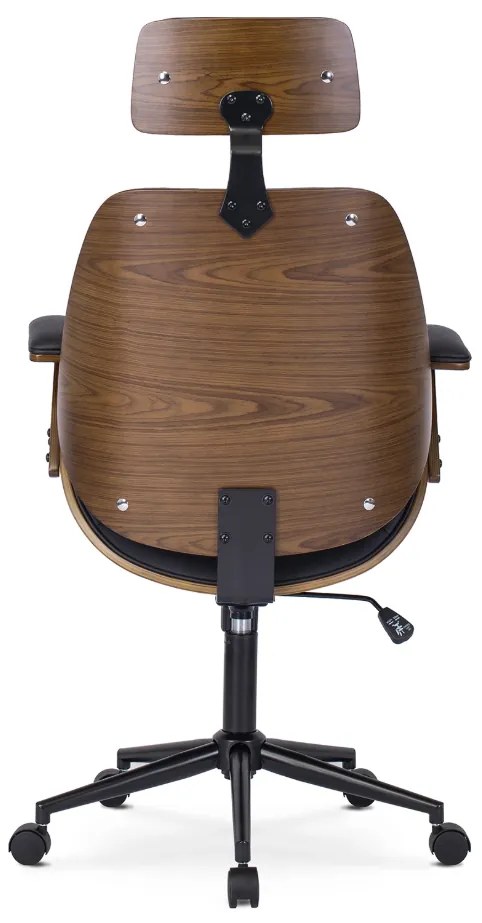 Vintino kancelárska otočná stolička ARTUR drevo orech, čierna ekokoža - vintino.sk