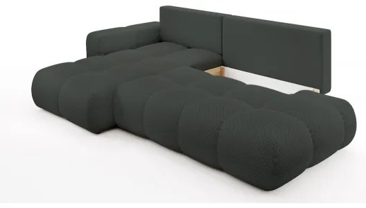 Rozkladacia rohová čalúnená sedacia súprava s úložným priestorom v tvare L ALMADA ľavá antracit