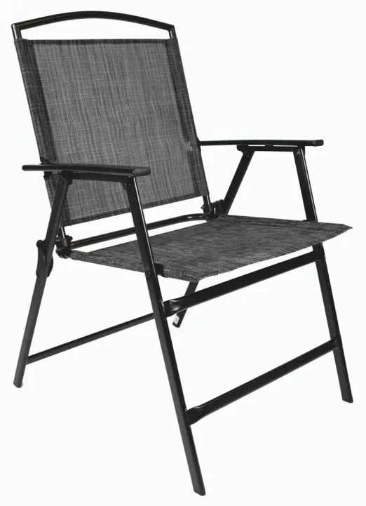 Záhradná stolička, skladacia, čierna, 90,5 x 57 x 65,5 cm