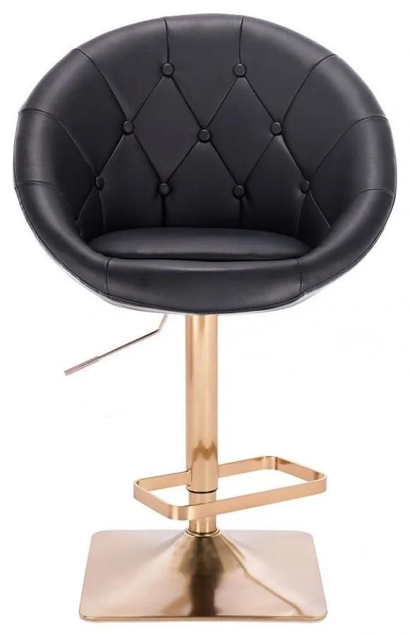 LuxuryForm Barová stolička VERA na zlatej hranatej podstave - čierna