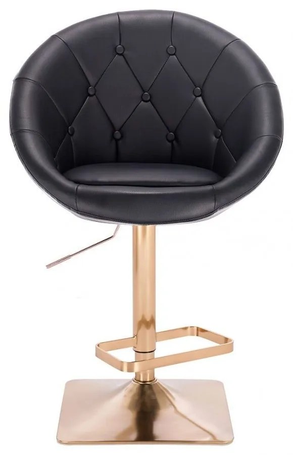 LuxuryForm DESIGN Barová stolička VERA na zlatej hranatej podstave - čierna