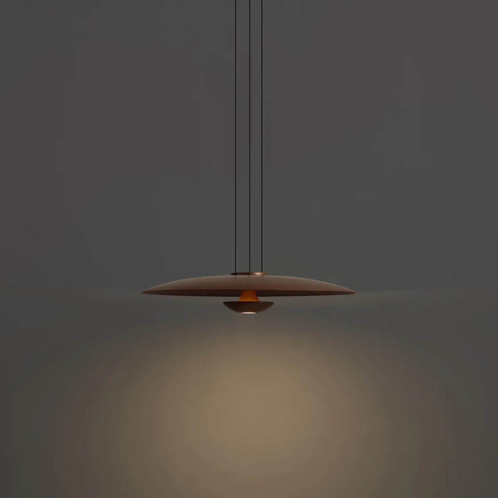 Moderná závesná lampa bronzová s orechovým drevom vrátane stmievateľnej LED - Smith