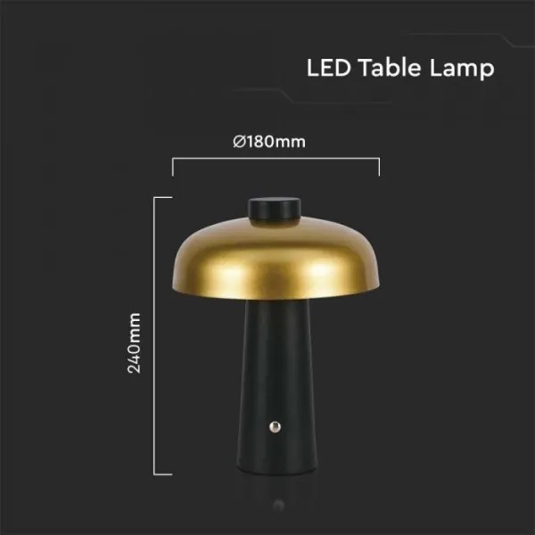 LED Stmievateľná dobíjacia stolná lampa LED/3W/5V 3000-6000K 1800 mAh čierna/zlatá