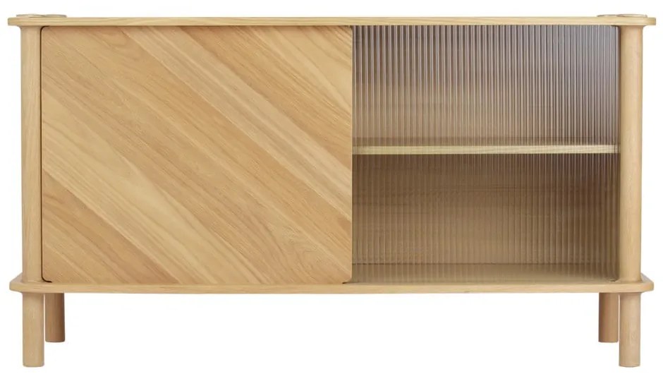 Vitrína z dubového dreva s posuvnými dverami v prírodnej farbe 135x73,5x48 cm Italic – UMAGE