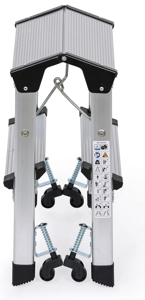 Hliníkové skladacie schodíky s kolieskami, obojstranné, výška 420 mm