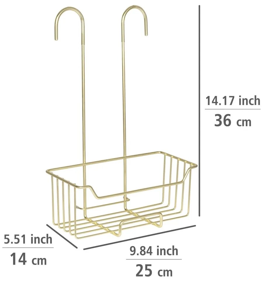 Závesná kúpeľňová polička z nehrdzavejúcej ocele v zlatej farbe Milo – Wenko