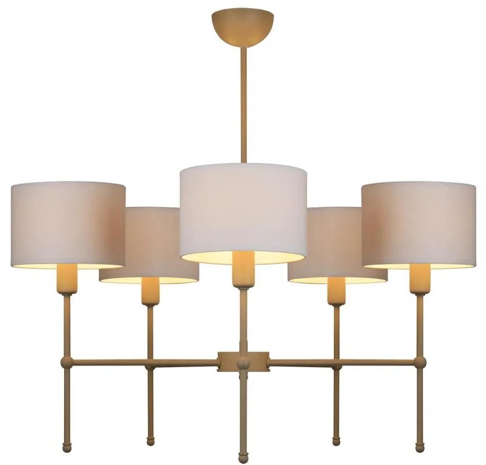Luster na tyči MADELA 5xE14/40W/230V biela/béžová