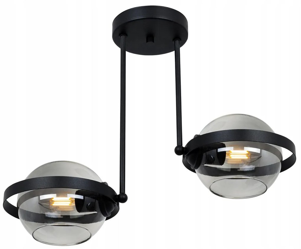 Stropné svietidlo Ring, 2x grafitové sklenené tienidlo, (výber z 3 farieb uchytenia)