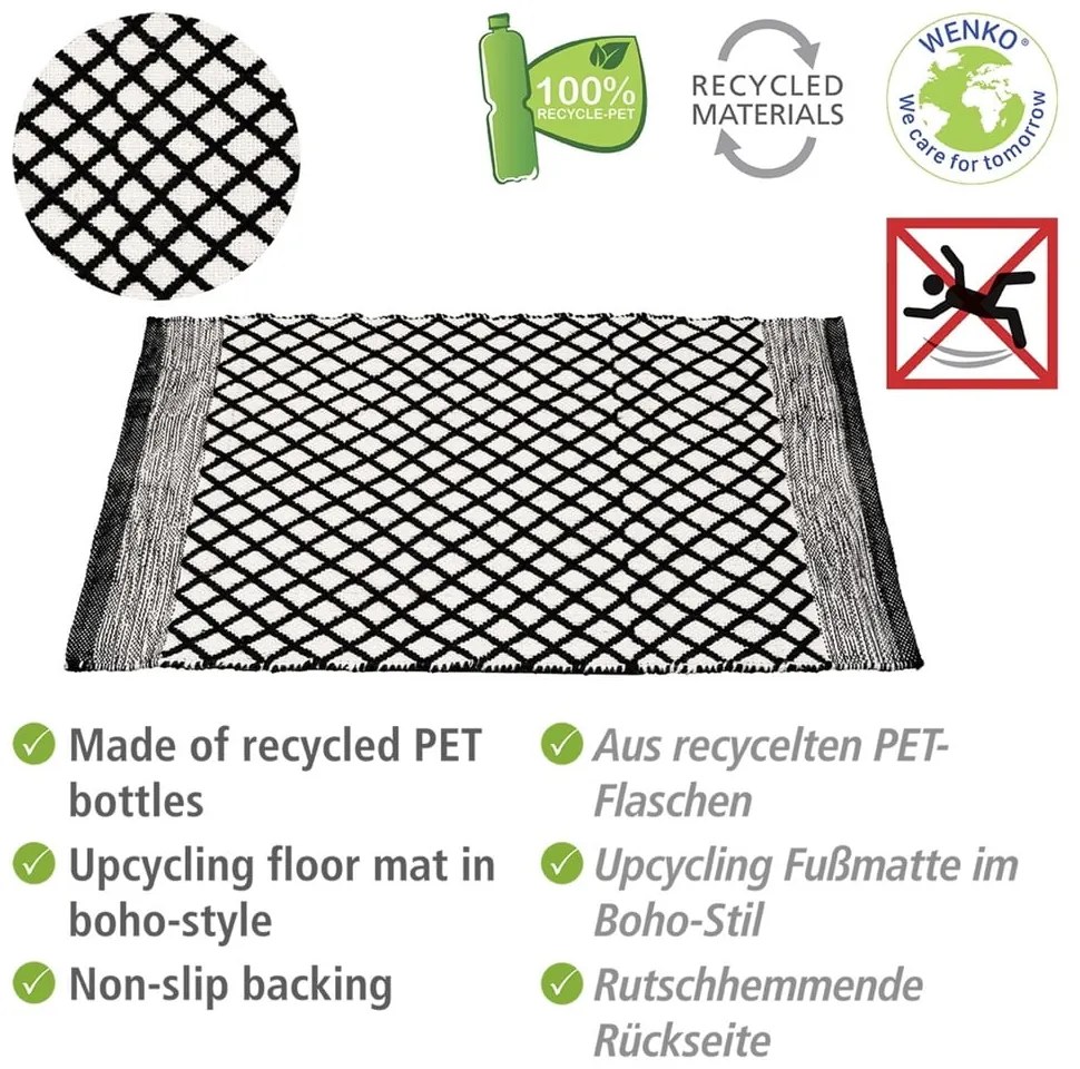 Čiern-obiela kúpeľňová predložka z recyklovaného plastu 50x80 cm Tara – Wenko