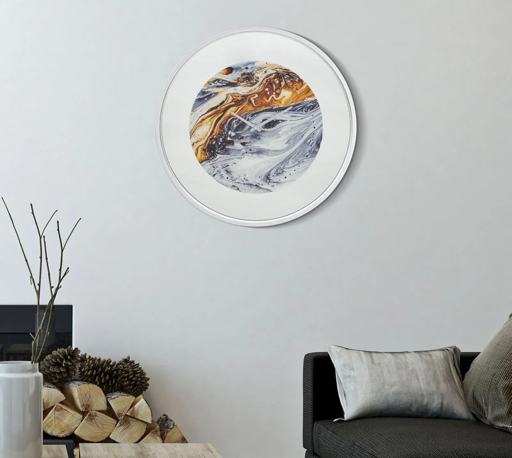 Nástenné hodiny Zrkadlo 60 cm sivé/viacfarebné