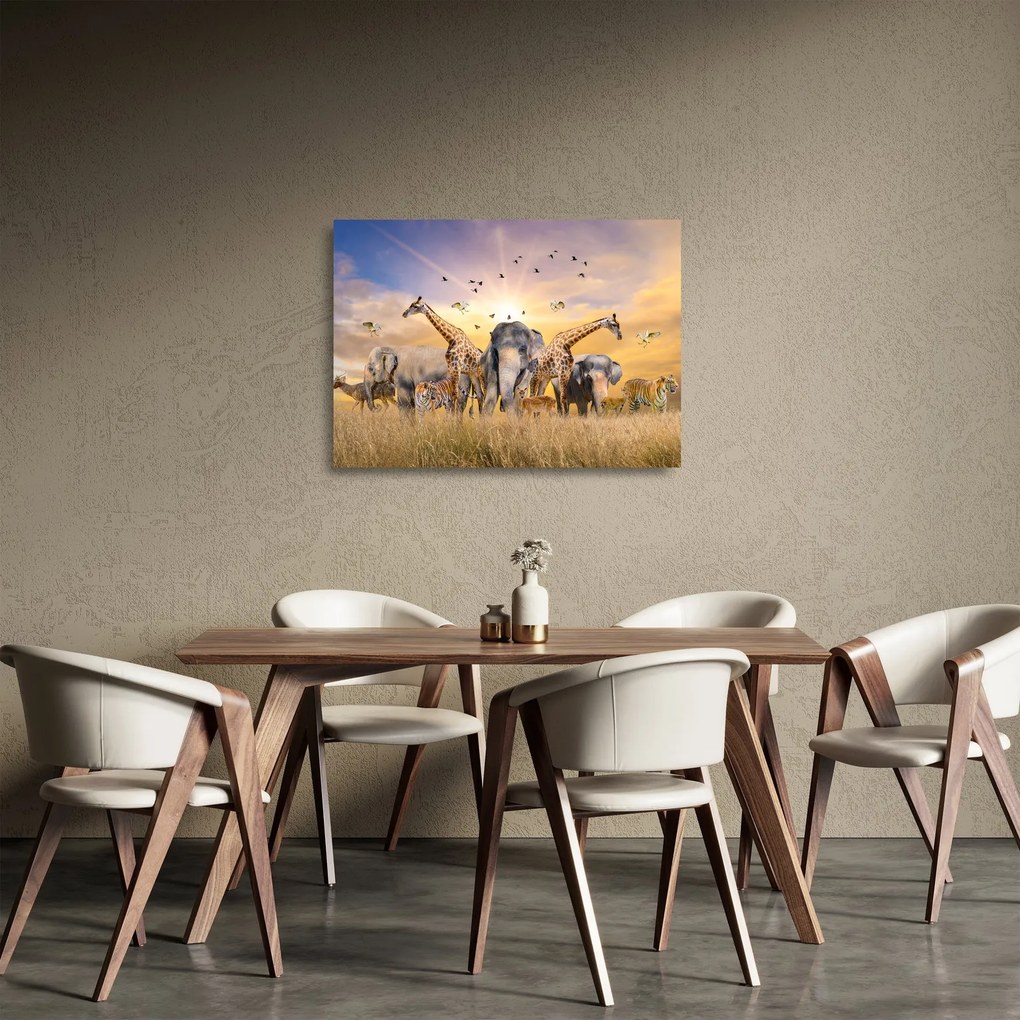 Sklenený obraz - Africké zvieratá (70x50 cm)