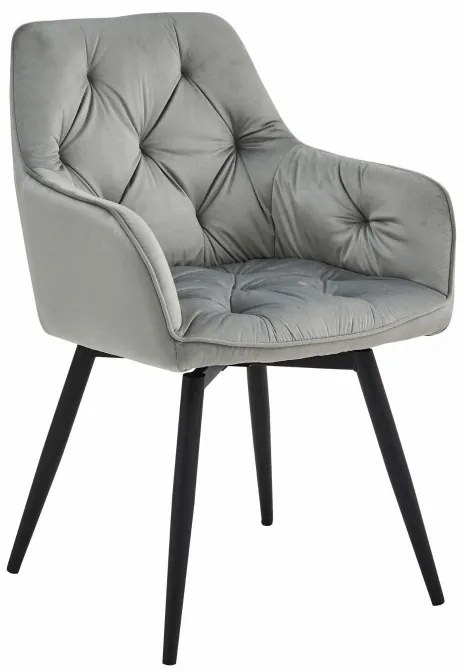 Set dvoch jedálenských otočných stoličiek JORK360 zamatové, strieborné / sivé (čierne nohy) 2 ks