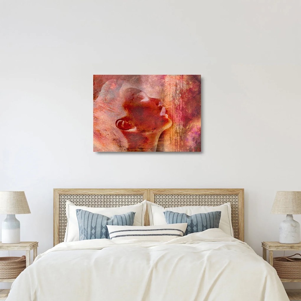Sklenený obraz - Profil ženskej tváre (70x50 cm)