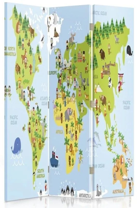 Gario Paraván Mapa sveta pre deti Rozmery: 180 x 170 cm, Prevedenie: Klasický paraván