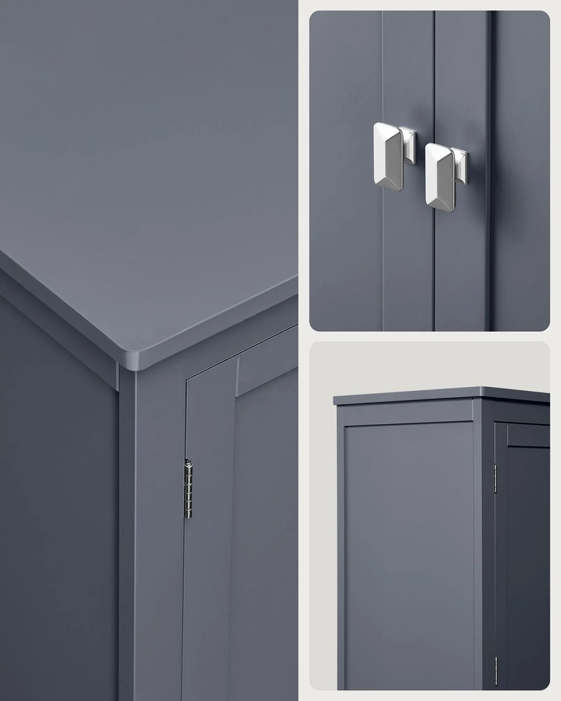 Kúpeľňová skrinka, úložná skrinka so 4 dverami, sivá farba