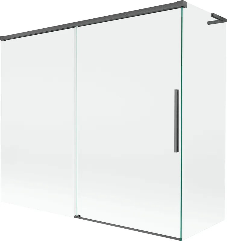Mexen Rox, L posuvná 2-krídlová vaňová zástena 180 + 80 x 150 cm, 8mm číre sklo, brúsený grafit profil, 8C9L-180-080-66-00