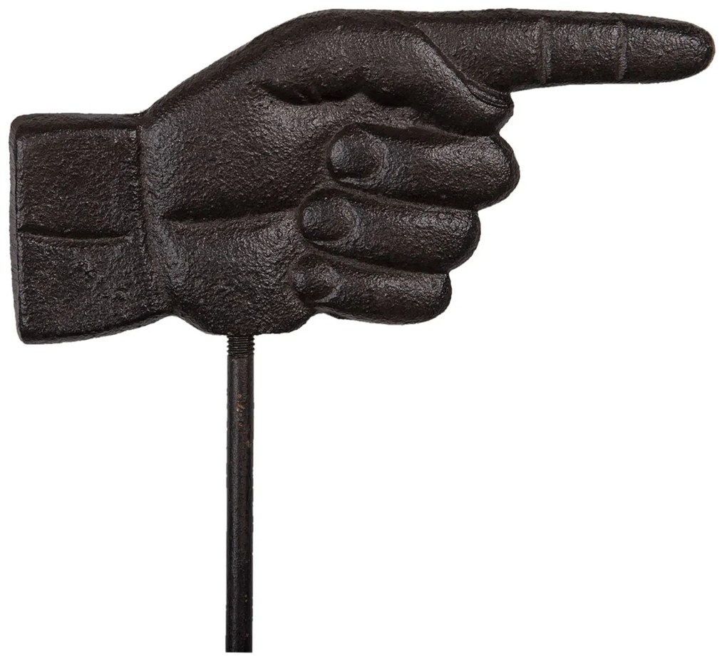 Čierno hnedý kovový záhradný kôl ruka - 18 * 1 * 88 cm