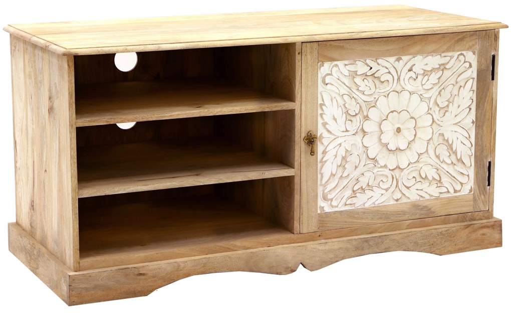 furniture-nabytek.cz - Rustikální tv stolek z dřeva mango 120x60x45