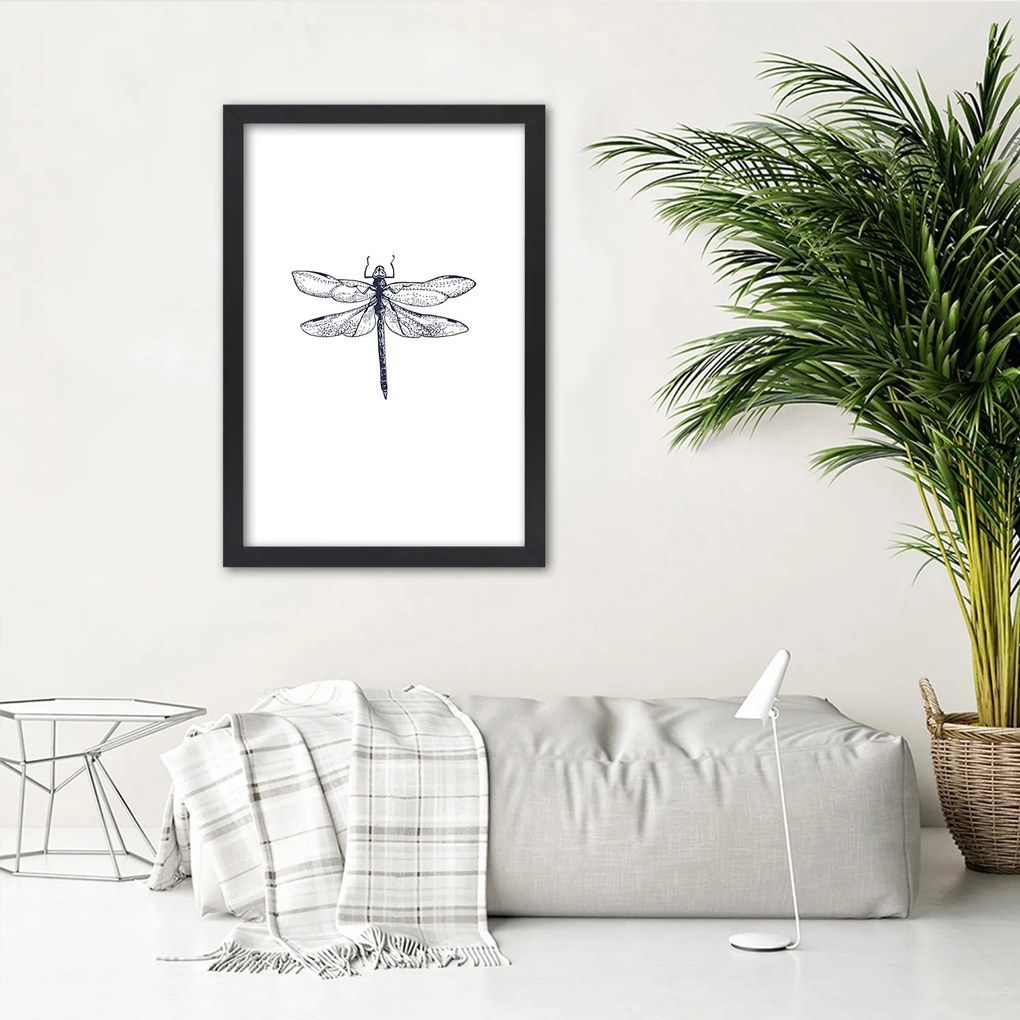Gario Plagát Vážka nakreslená Farba rámu: Bez rámu, Rozmery: 40 x 60 cm