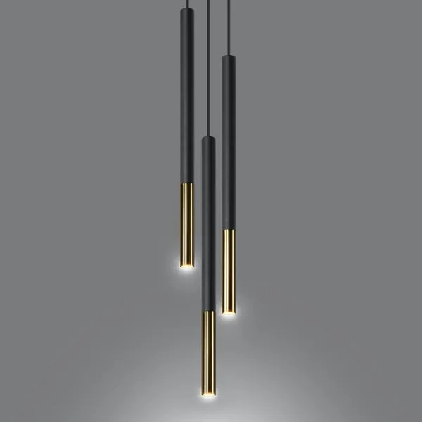 Luster na lanku MOSAIC 3xG9/12W/230V čierna/zlatá