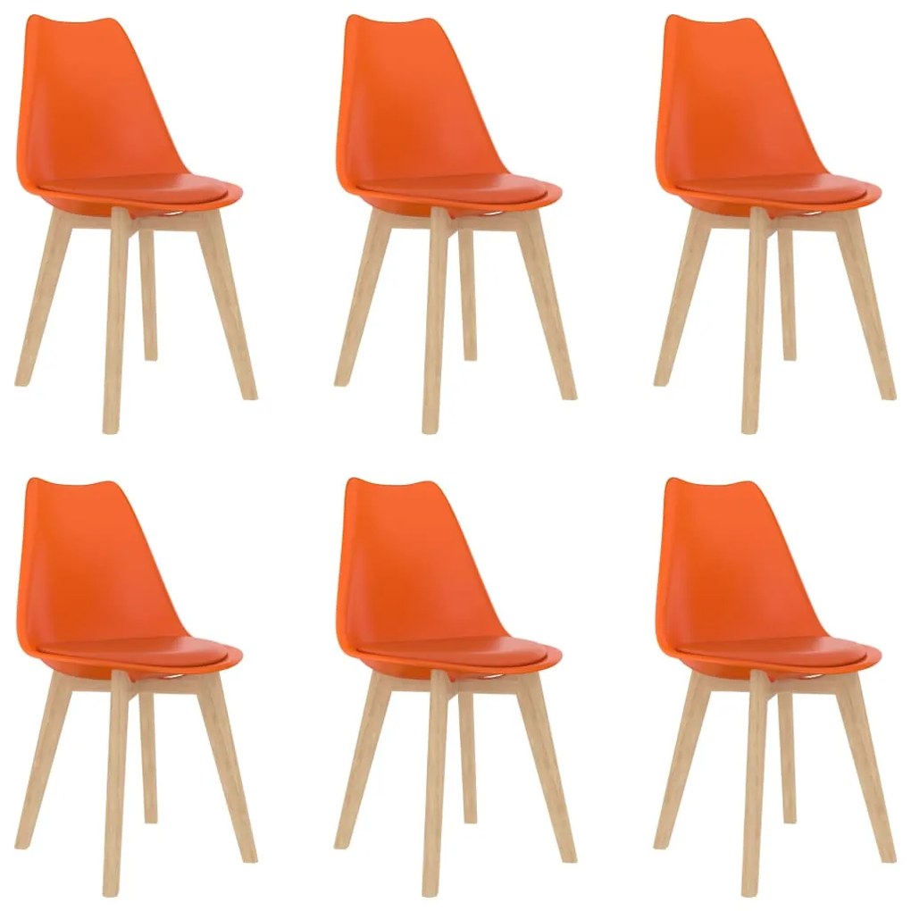 vidaXL Jedálenské stoličky 6 ks, oranžové, plast