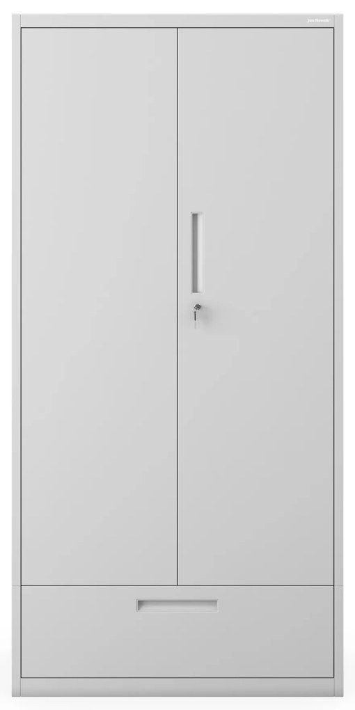 Kovová skriňa MEGAN – sivá, jednoduchá zásuvka, 185 cm