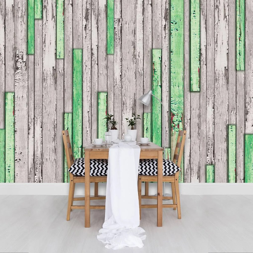 Fototapeta - Šedá a zelená potrhaná doska (152,5x104 cm)
