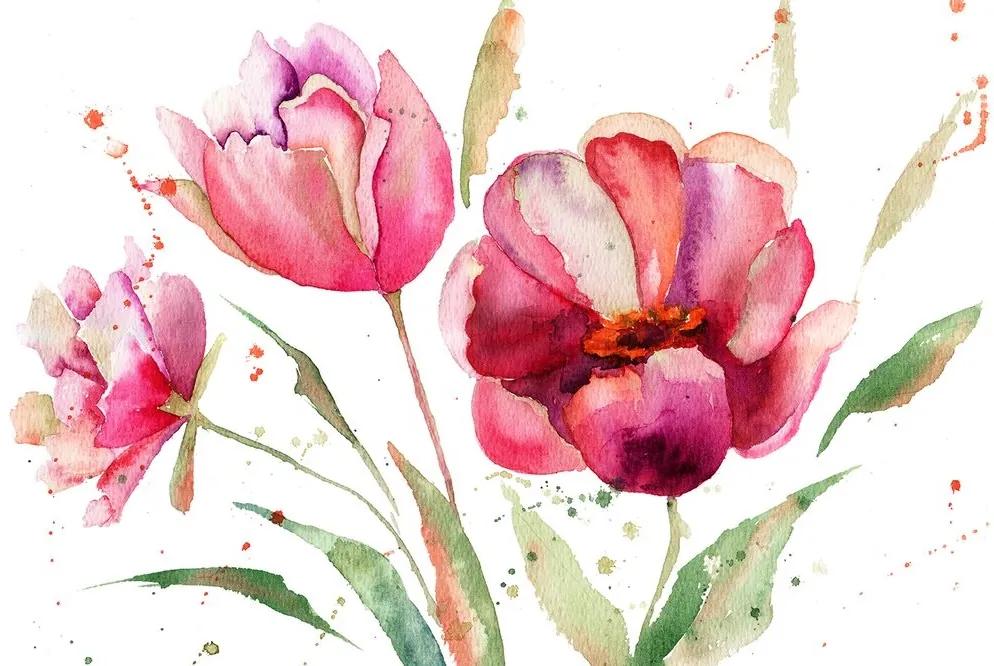 Samolepiaca tapeta tulipány v zaujímavom prevedení - 225x150