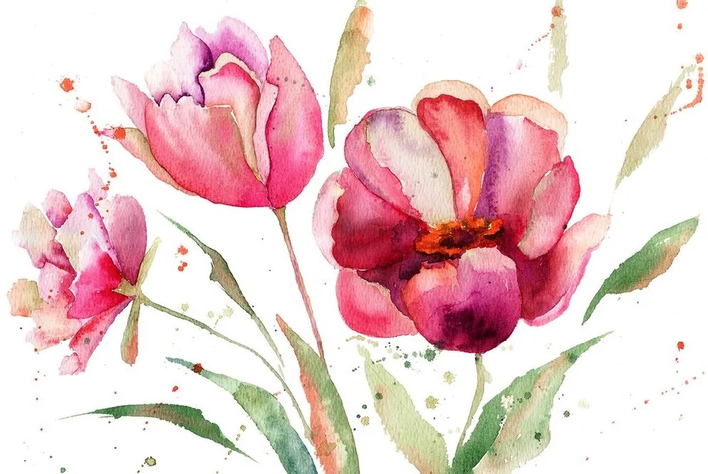 Samolepiaca tapeta tulipány v zaujímavom prevedení - 375x250