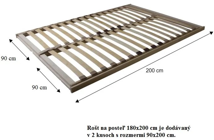 Rošt BASIC FLEX FRONT 180 x 200 (2 ks 90x200 cm), vyklápací
