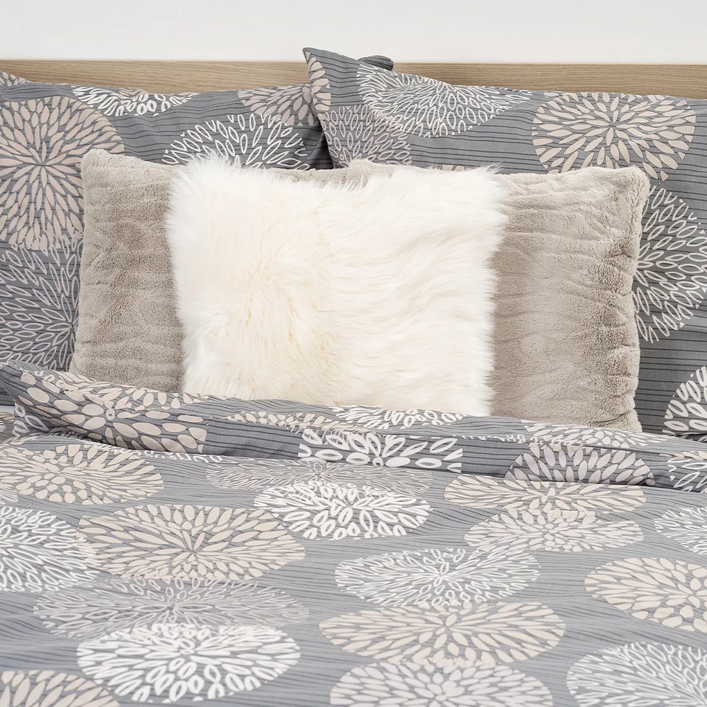 4Home Bavlnené obliečky Grey Petals, 220 x 200 cm, 2 ks 70 x 90 cm