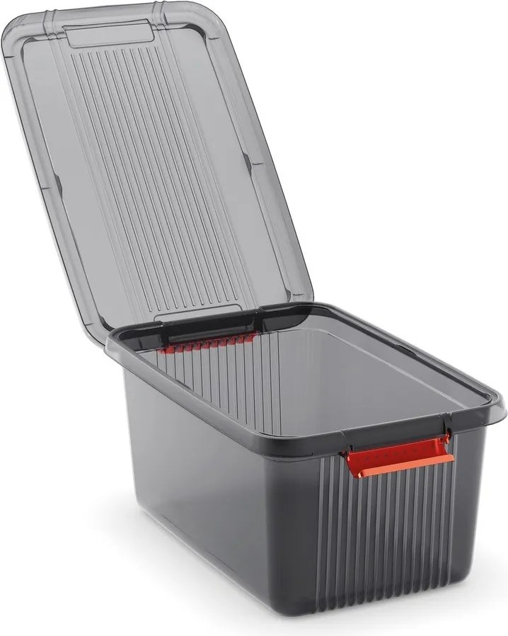Sivý plastový úložný box s vekom 59x39x45 cm K Latch Box – KIS