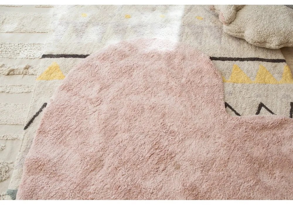 Ružový prateľný ručne tkaný bavlnený detský koberec 160x180 cm Puffy Love – Lorena Canals