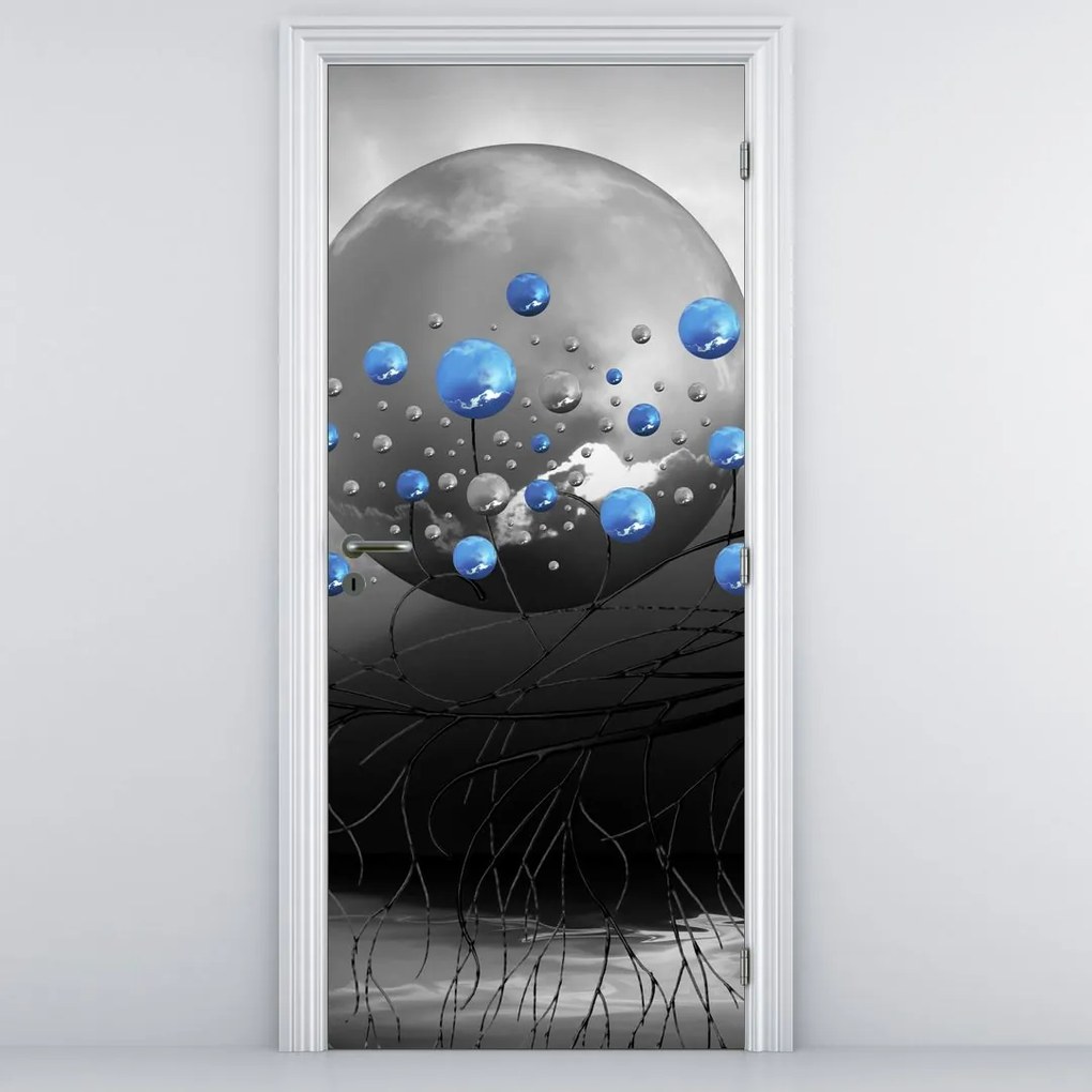 Fototapeta na dvere - Modré abstraktné gule (95x205cm)
