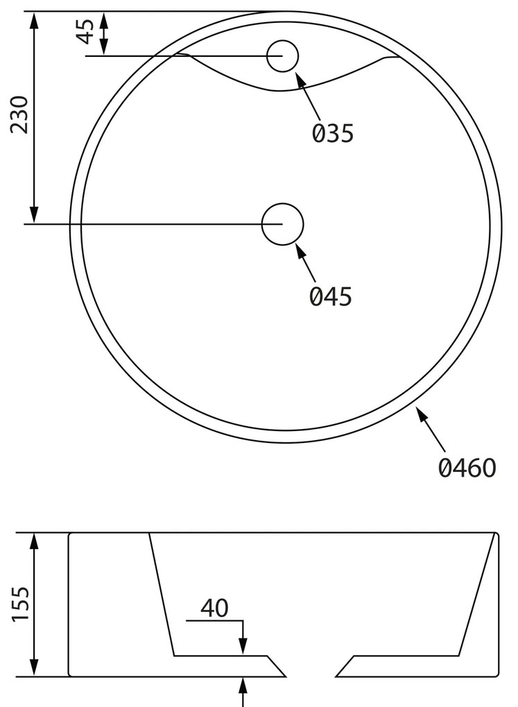 Sapho Sapho, YAKARTA keramické umývadlo, priemer 46cm, na dosku, BH7021