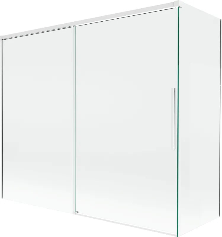 Mexen Rox, 2-krídlová posuvná vaňová zástena 180 + 80 x 150 cm, 8mm číre sklo, biely profil, 8C9-180-080-20-00