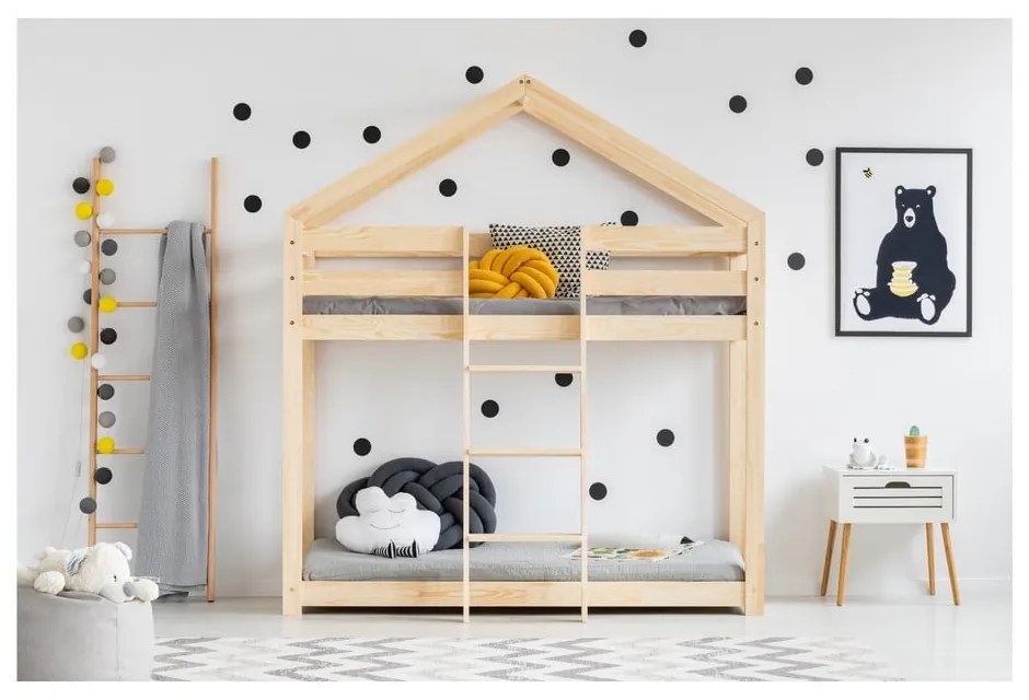 Domčeková poschodová posteľ z borovicového dreva Adeko Mila DMP, 90 × 200 cm