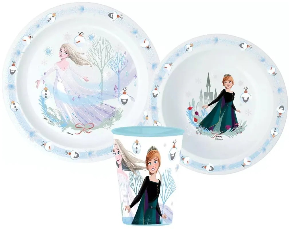 Vianočná sada plastového riadu pre deti Ľadové kráľovstvo - Frozen - 3 díly