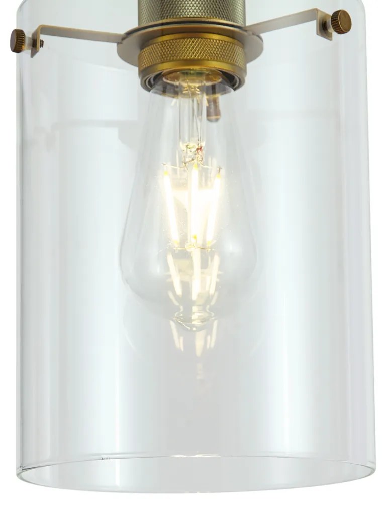 Dizajnové závesné svietidlo bronzové s čírym sklom - Domo