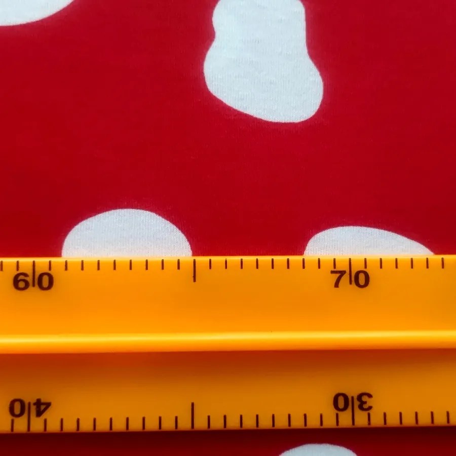 Divazo Úplet Bavlna Vzorovaný 160 g/m2 Biele škvrny na červenom